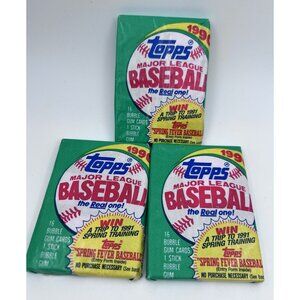 Set Of 3 SEALED Topps 1990 Baseball Wax Packs - 48 Vintage MLB Player Cards